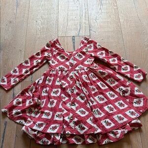 SweetHoney Red and White Floral Kids Dress